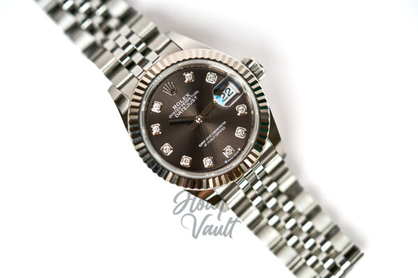 2025 Rolex Date Just 28MM 279174 "Dark Grey Diamonds"