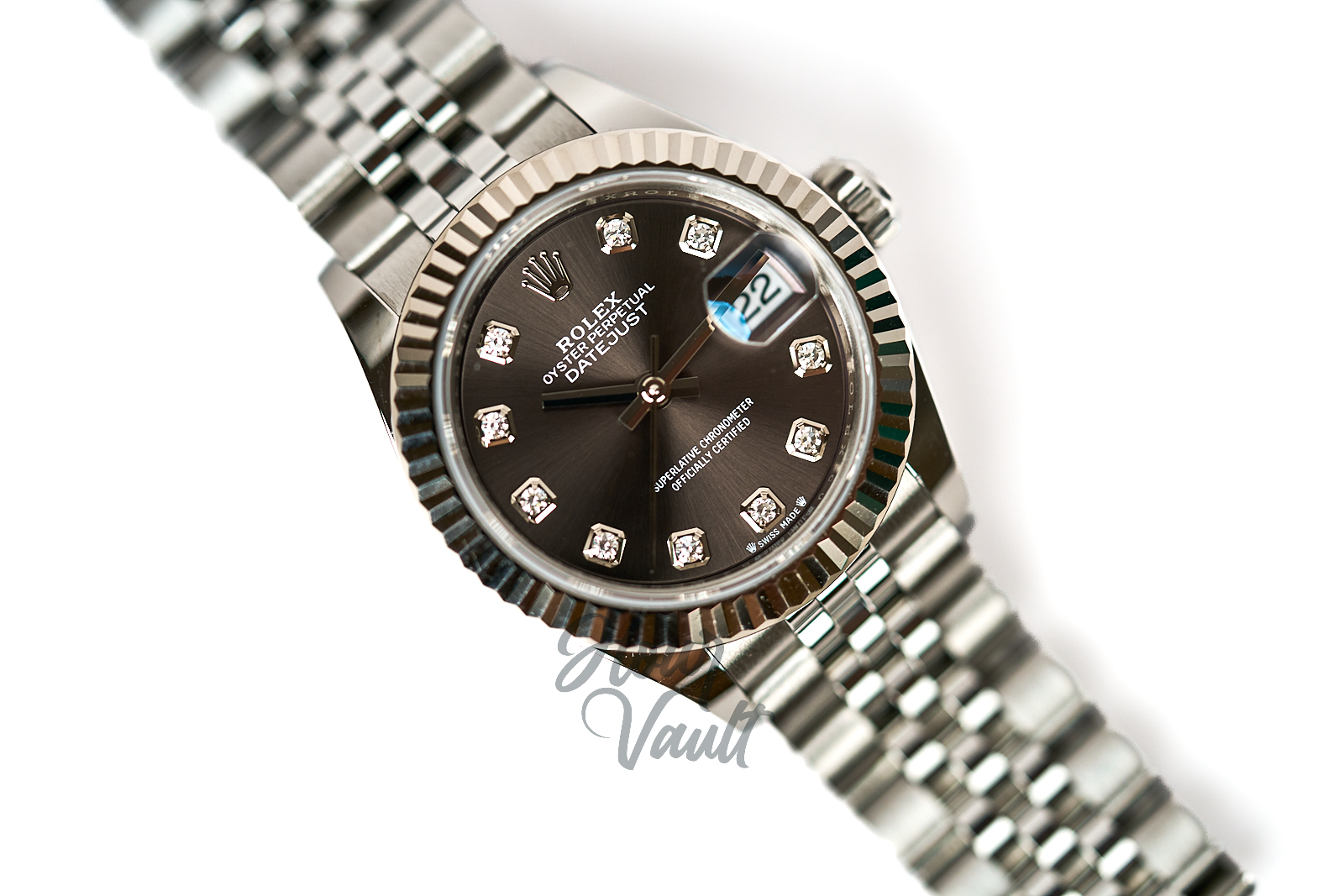2025 Rolex Date Just 28MM 279174 "Dark Grey Diamonds" - Image 4