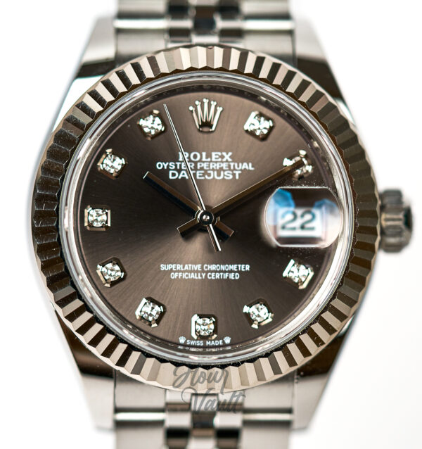 2025 Rolex Date Just 28MM 279174 "Dark Grey Diamonds"