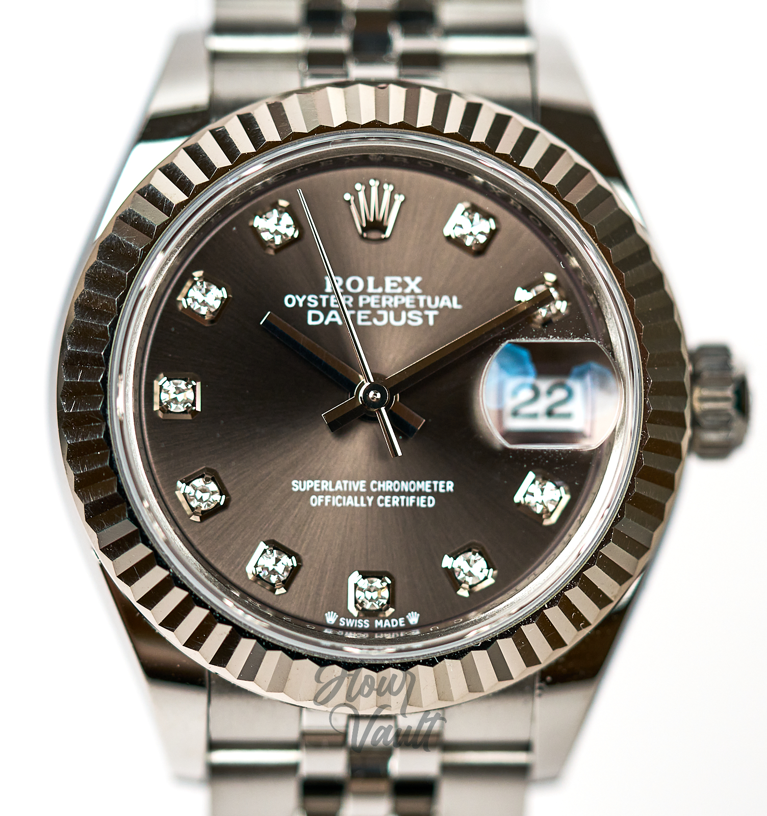 2025 Rolex Date Just 28MM 279174 "Dark Grey Diamonds" - Image 1
