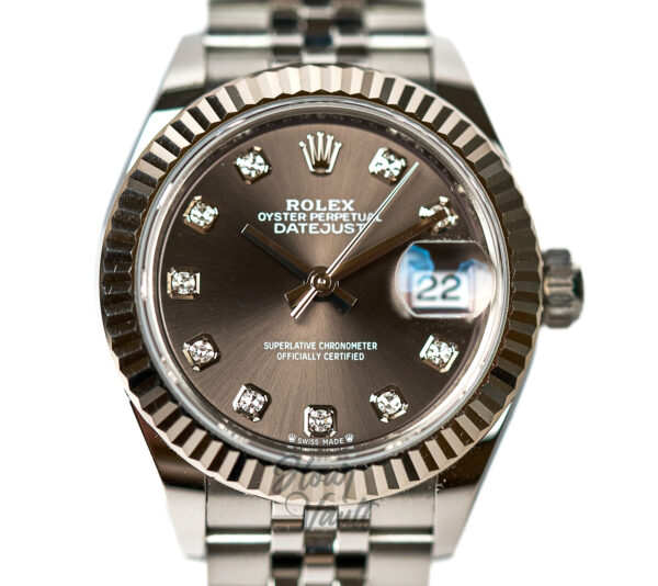 2025 Rolex Date Just 28MM 279174 "Dark Grey Diamonds"